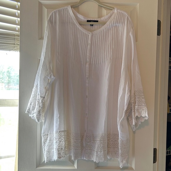 ellos Tops - Ellos 3x Crochet Trim Blouse
